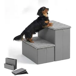 Relaxdays Faltbare Hundetreppe mit Stauraum Grau