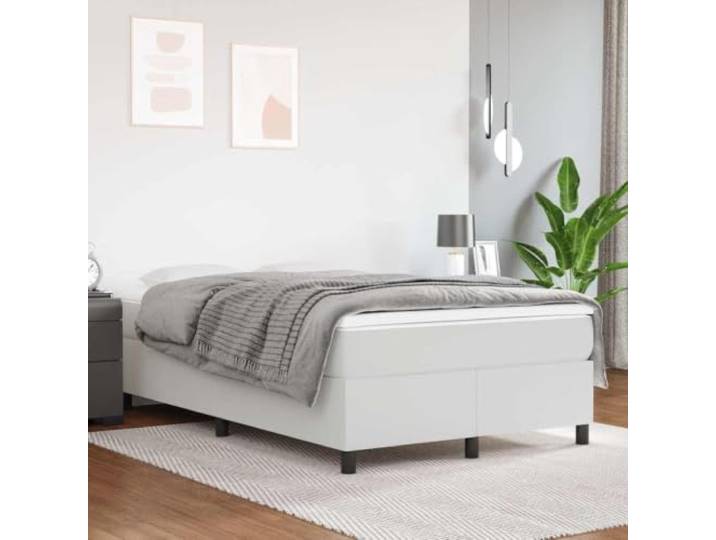 KGHFDVB Bett Weiß 203 x 120 x 35 cm aus Holzwerkstoff Kunstleder Kunstleder mit 75% Polyvinylchlorid, Sperrholzlatten für gleichmäßige Gewichtsverteilung, Stützbeine für stabilen Stand