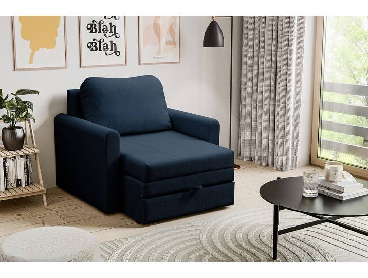 Schlafsessel Blau Flachgewebe Nea 103 x 90 x 115cm