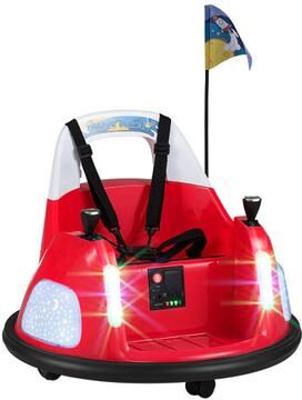 Costway 12V Kids Ride On Bumper Car with Remote Control and Flashing Lights-Red