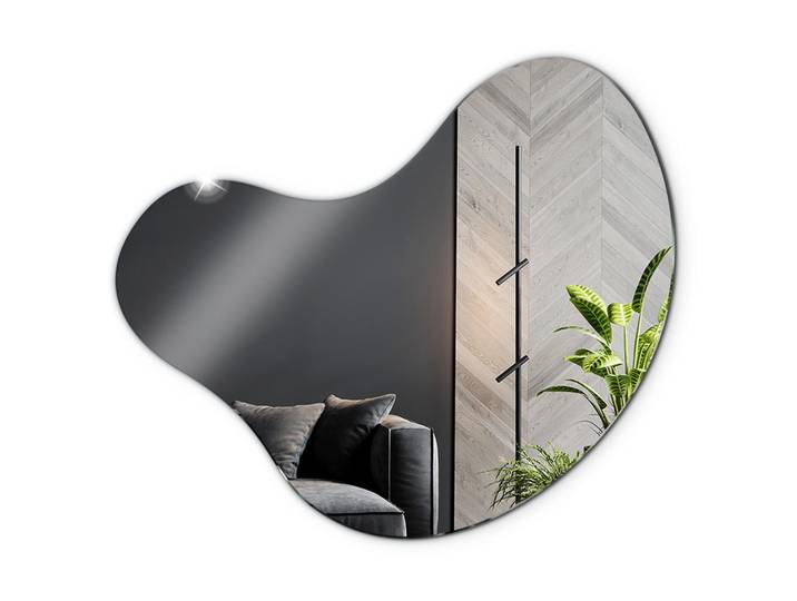 Tulup Spiegel 77,3 x 76,6 cm Asymmetrische Form, Transparent, Glas, Organisch, 77.3x76.6x0.4 cm, Spiegel, Wandspiegel