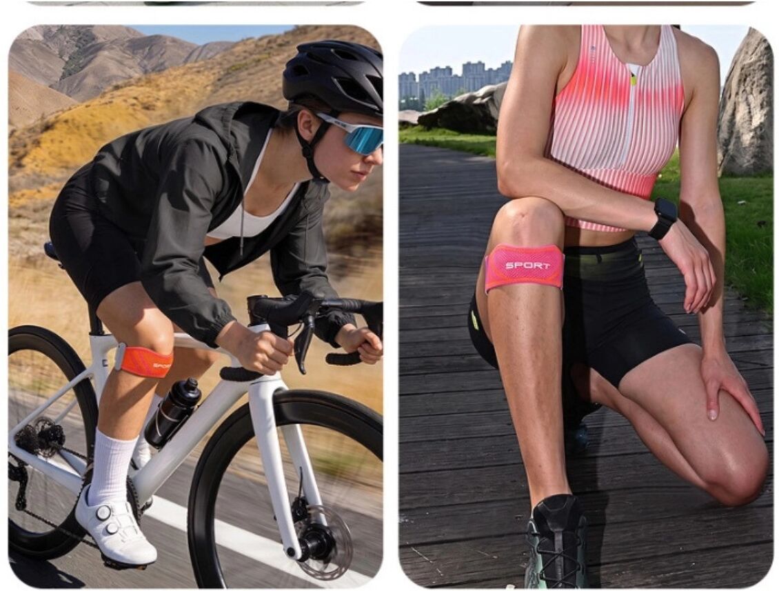 INF Paire de sangles patellaires réglables avec amorti silicone et compression respirante pour le sport Violet