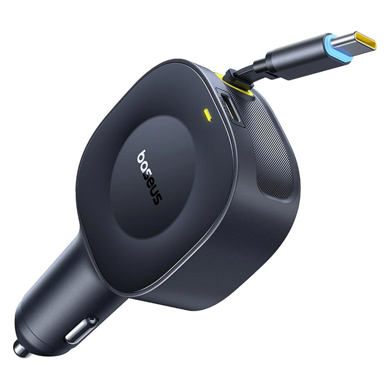 Baseus - Car Charger PrimeTrip VR2 (C0206400) - with Retractable Cable, 2 x Type-C, 30W - Black (C0206400)
