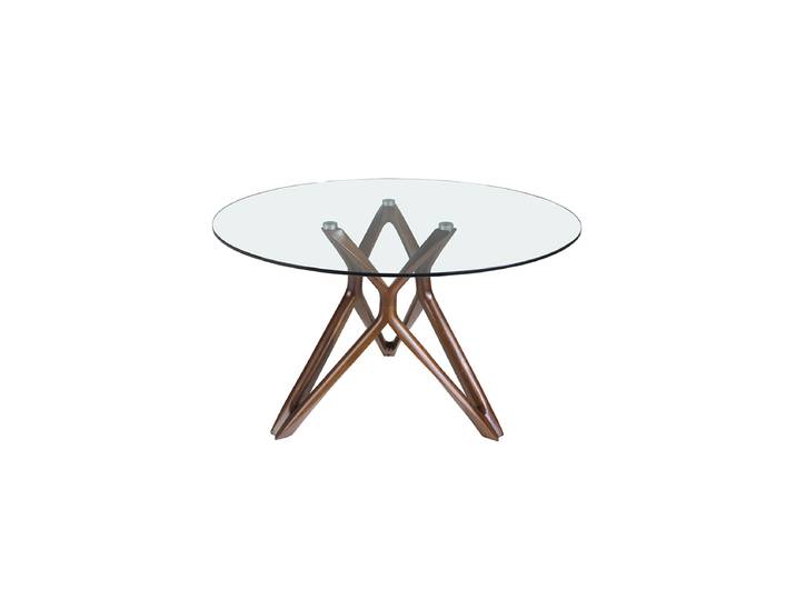 Runder Design Esstisch „Extravaganza II“ Esche Transparent, Nussbaum Ø 130 cm Angel Cerdá