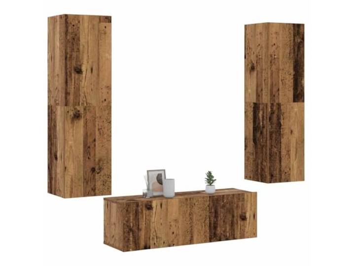 HEFZGDB TV-Wandschränke 3 STK. Altholz-Optik Holzwerkstoff mit viel Stauraum und modernem Design für Ihr Interieur – langlebige und robuste Möbel mit praktischer Aufbewahrung