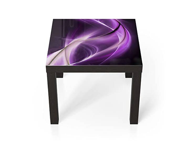 DEQORI Glastisch schwarz klein 55x55 cm Motiv Ultraviolettes Lichtspiel ausgefallener Beistelltisch aus Glas Hochglanz Couchtisch fürs Wohnzimmer moderner Couch Tisch mit Design