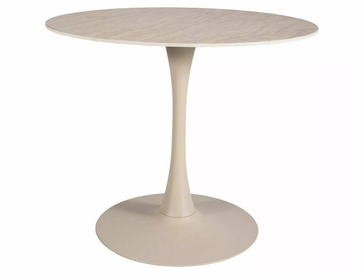 Runder Esstisch AMADEO mit Keramikplatte 90x90 cm, beige
