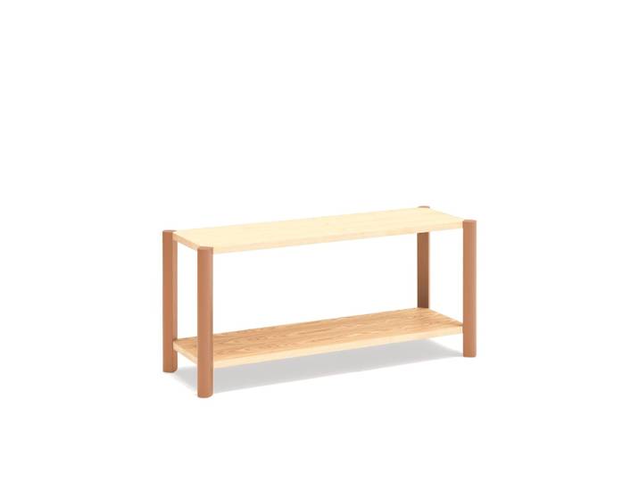 Bibliothèque 2 étagères avec pieds bois massif 125x59 cm