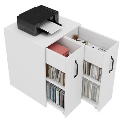 Merax kleines Bücherregal 52x50x75cm mit Rollen, Mobiler Beistellschrank, seitlicher Aufbewahrungsschrank für Schreibtisch, weiß