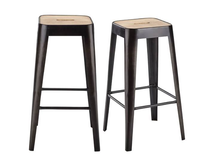 Industrielle Barstuhl aus Mangoholz und Stahl H69 (x2)