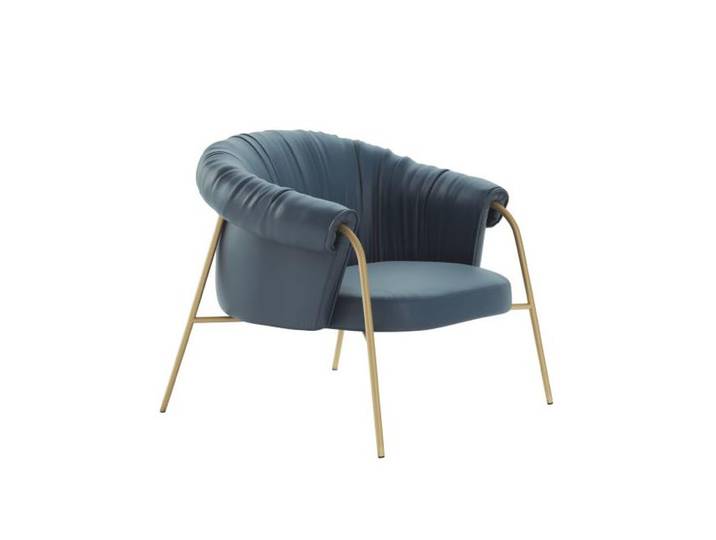 ALMA DESIGN fauteuil SCALA avec structure en acier verni bronze (Cat. PE1 Lotus - Métal et cuir)