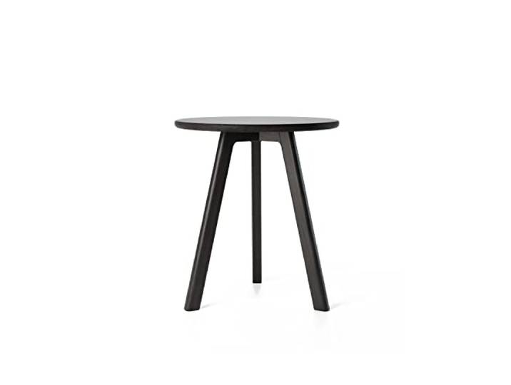 Raico Beistelltisch Rund Walnussholz Massivholz Minimales Dunkles Holz Skandinavischer Beistelltisch für Wohnzimmer Sofatisch Nachttisch-Akzent Kleiner Couchtisch aus Holz (Schwarze Eiche)