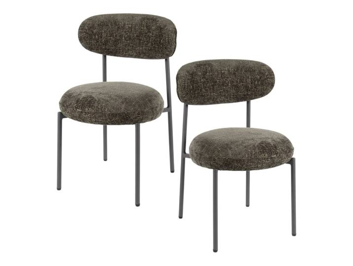 Chaise moderne en velours brun (lot de 2)