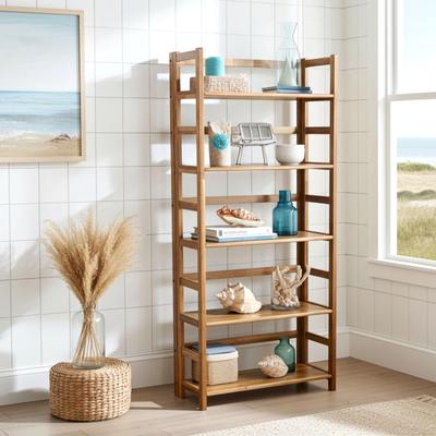 Fairway Avenue Home Solid Acacia 5 Tier Folding Bookcase