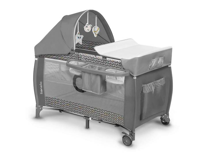 Lionelo Reisebett Sven Plus, Grau, Weiß, Kunststoff, 86x127x71 cm, Seitentaschen, Ausstieg, Babymöbel, Babybetten, Reisebetten