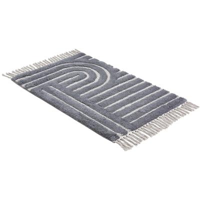 Badematte "»Bahamas Grafik«", grau (anthrazit), H:20mm, Baumwolle, SCHÖNER WOHNEN-KOLLEKTION, Badematten, Badematte, waschbar, Baumwolle, Badvorleger mit Fransen, Badteppich