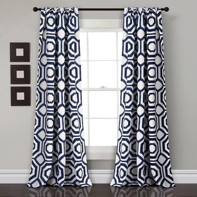 "Lush Decor Octagon Blocks Room Darkening Window Curtain Panel Pair - 52""W x 84""L - 52""W x 84""L"