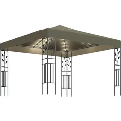 vidaXL Pavillon mit LED-Lichterkette 3x3 m Taupe