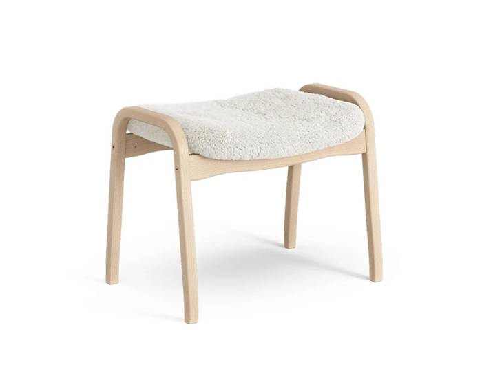 Swedese Lamino Fußhocker Schaffell offwhite, Buche naturlackiert