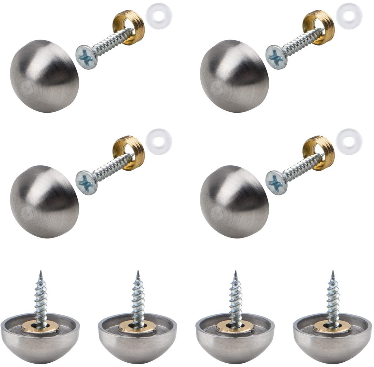 Dailygoods Spiegel Schroeven 20 Sets - Zinklegering 18mm - Decoratieve Caps - Corrosiebestendig - Geborsteld Oppervlak