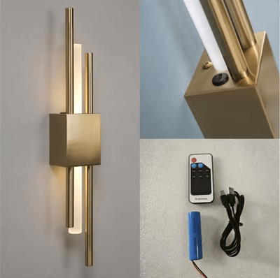 Inspire Essentials Modern Acrylic Wall Sconce LED Pipe Lamp With Remote Control For Living Room And Bedroom golden Ordinary