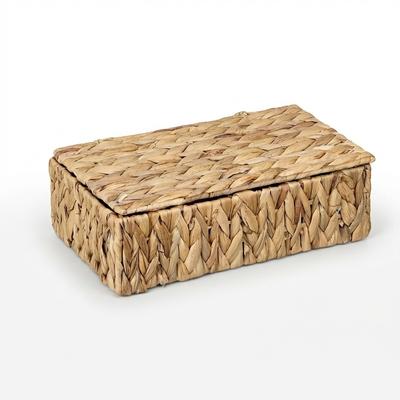 Relaxdays Teebox, 8 Fächer, 110 Teebeutel, geflochtener Tee-Organizer, HxBxT: 10 x 33 x 20,5 cm, Wasserhyazinthe, natur