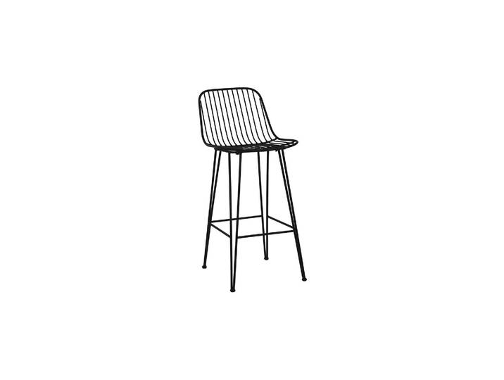 Chaise de bar en métal noir, avec dossier, style contemporain - P
