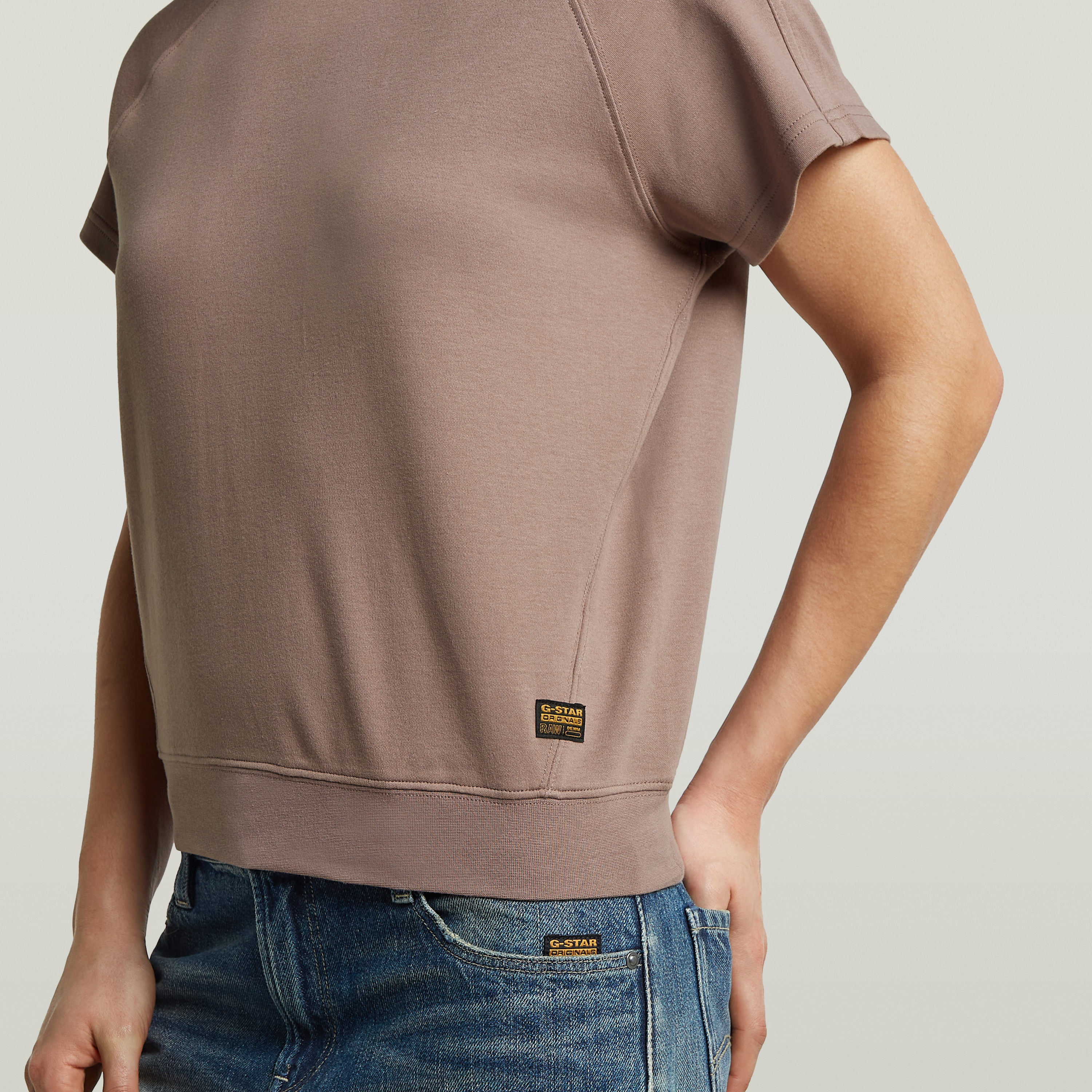 T-Shirt G-STAR "Raglan", Damen, Gr. S, twilight mauve, Single Jersey, Obermaterial: 100% Baumwolle, unifarben, regular fit hüftbedeckend, Rundhals, Raglanärmel blind abgesteppte Kante, Shirts T-Shirt, Rundhalsform, mit angesetztem Bündchen twilight mauve 