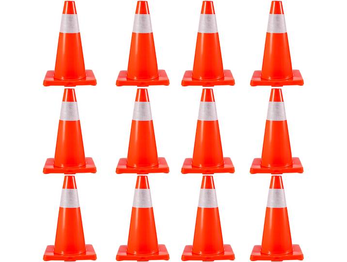 VEVOR Lot de 12 cônes de signalisation de 45\,7 cm\, Cônes de stationnement routiers de sécurité avec base en PVC\, Cônes de signalisation orange\, Cônes de construction dangereux pour le stationnement à domicile