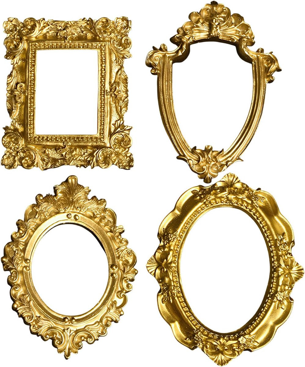 Set van 4 vintage vergulde miniatuur fotolijstjes in goud voor DIY-projecten