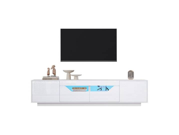 MODFU TV-Schrank 180 cm für 75 Zoll Fernsehe (Fernsehschrank, Wohnzimmermöbel, 1-St., 2 Schubladen, 4 Türen) mit LED-Leuchten, für 75-Zoll-Fernseher