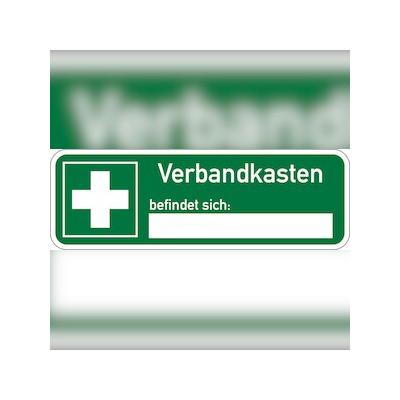 Rettungszeichen, Verbandkasten befindet sich... - 180x60 mm Folie selbstklebend