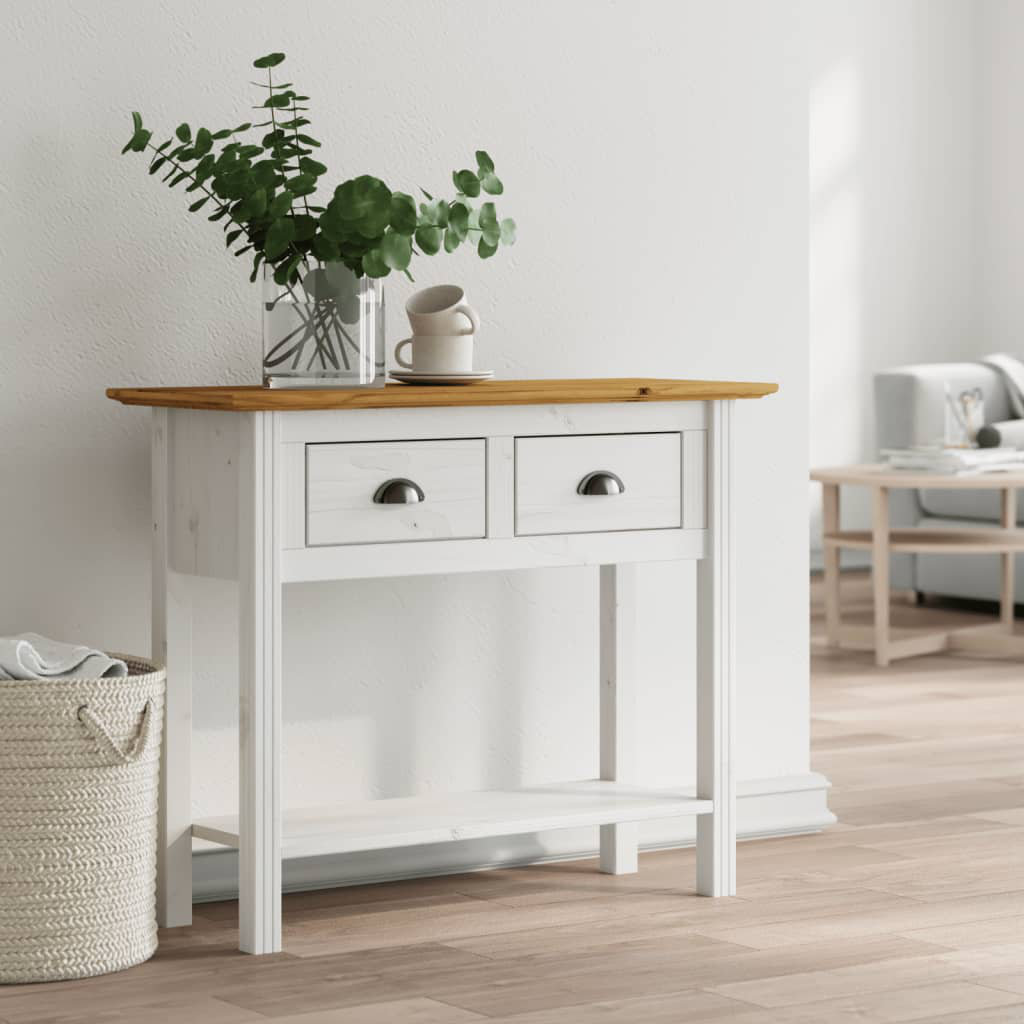 Marlow Home Co. Posen 90 cm W Solid Wood Top Console Table Brown/White