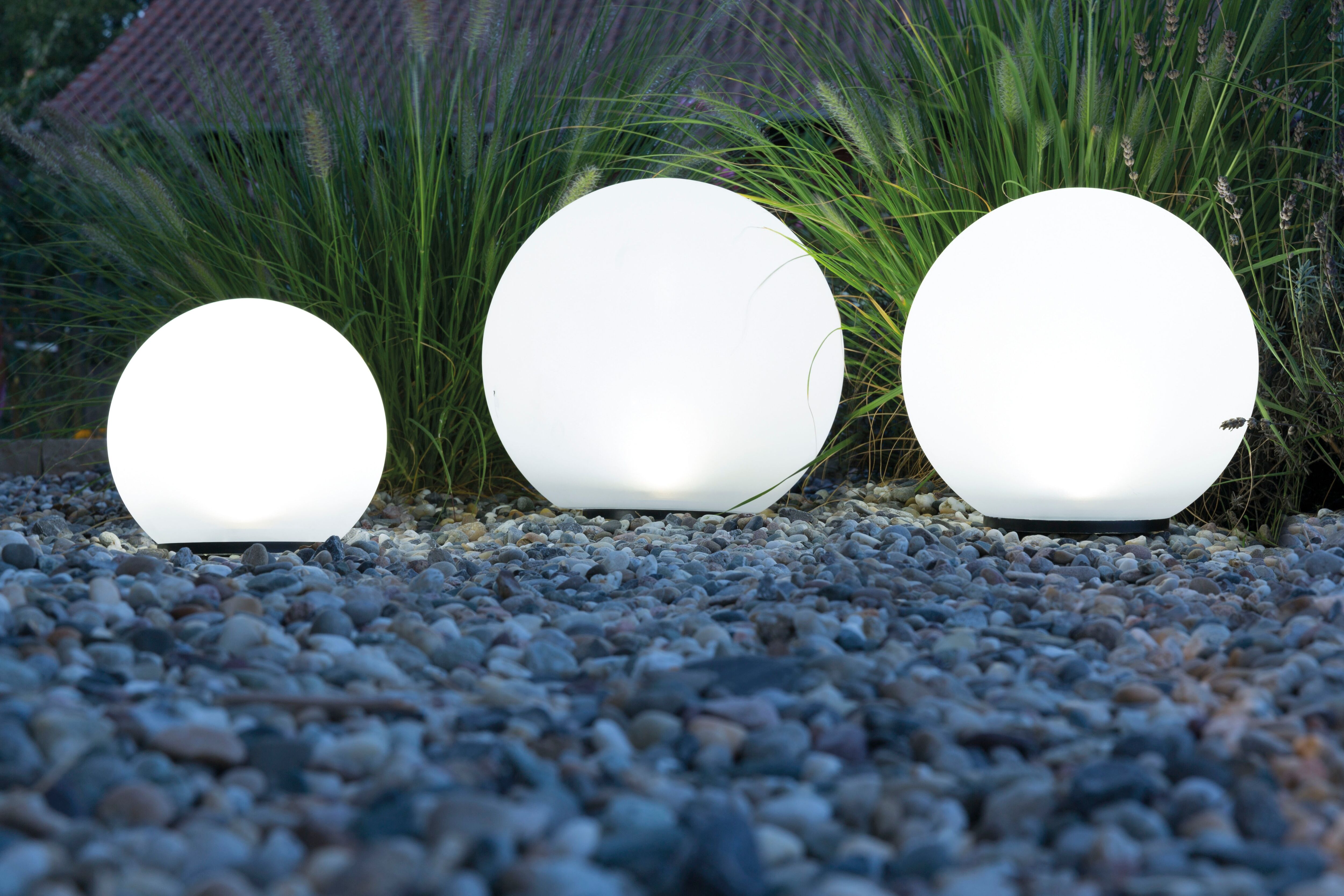LED Kugelleuchte HEITRONIC "Boule", weiß, H:17,8cm Ø:20cm, Leuchten, LED Kugelleuchte, Leuchtkugel, Kugelleuchte, Außen-Kugellampe