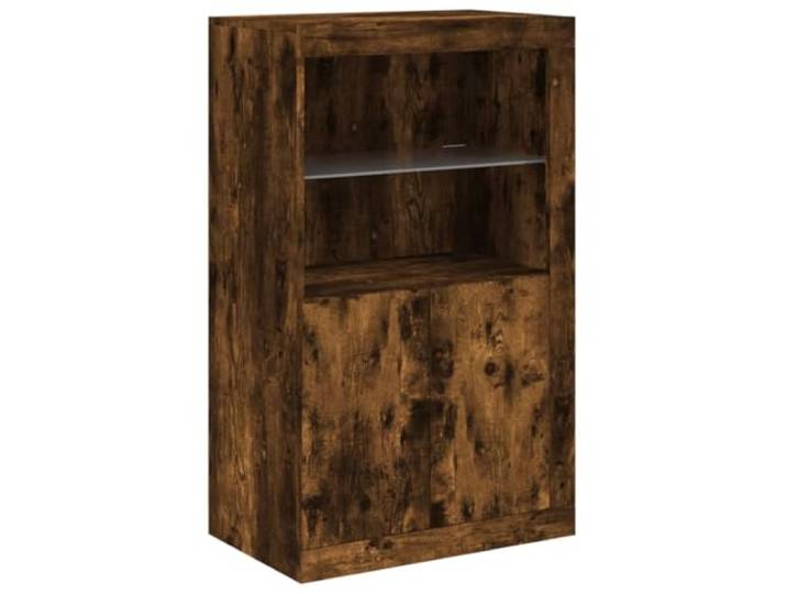 vidaXL Beistellschrank mit LED-Leuchten Räuchereiche Holzwerkstoff