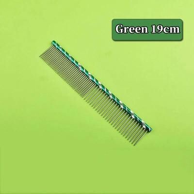 Uplift Picks Colored Stainless Steel Pet Grooming Comb For Dogs Cats Hair Removal Tangles And Coat Care green (19cm)