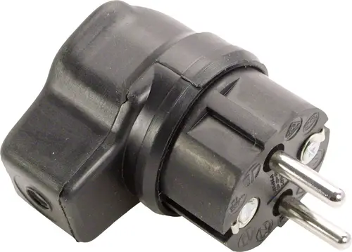 AS Schwabe 62207 Schutzkontakt-Winkelstecker Vollgummi 230V Schwarz IP44