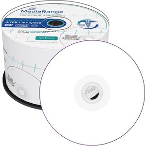 MediaRange DVD-Rohlinge MR429 Medical Line, bedruckbar, DVD-R, 4,7 GB, 120 Minuten, bis zu 16-fach, Spindel, 50 Stück