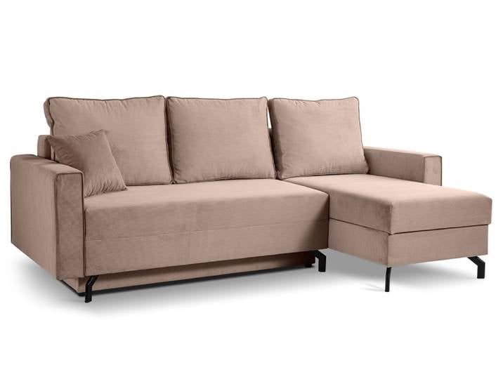 Schlafsofa Marti L-Form rechts , 230cm , Cord , altrosa