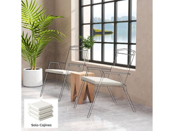 Outsunny Coussins Chaise Salle à Manger 46x42x7cm Lot de 6 Crème