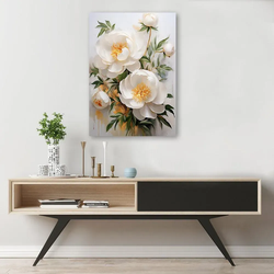 WANDBILD pfingstrosen blüht weiße natur