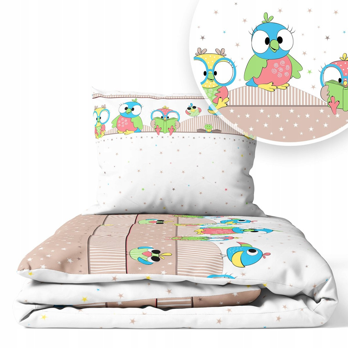 Ankras Kinderbeddengoed 2-delig Papegaaien Beige B/D: 120 x 160 cm, Kussen: 50 x 70 cm