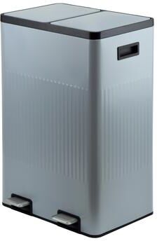 Jiallo Gray Metal 2 compartments garbage and recycling bins 60L
