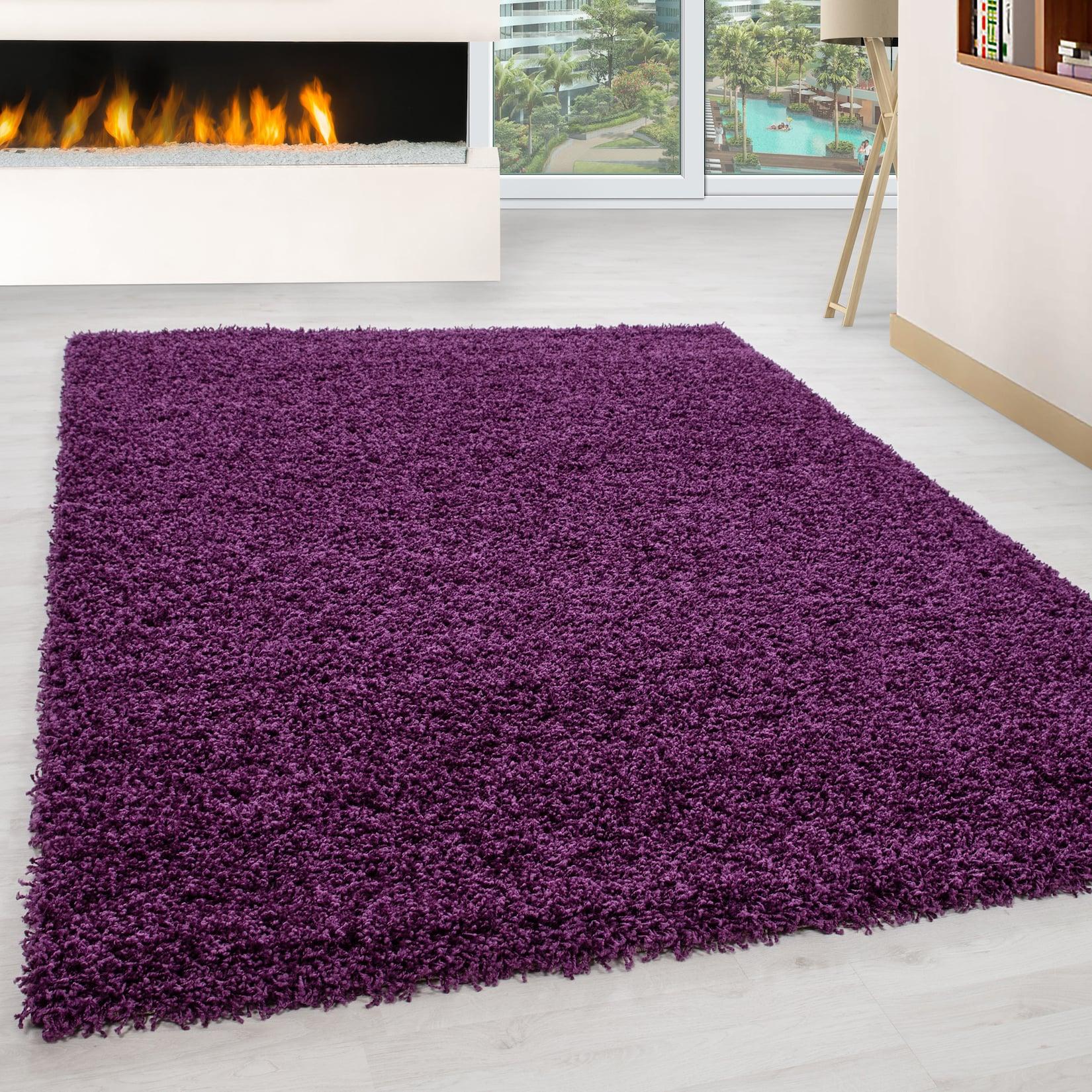 Hochflorteppich RHEIN, einfarbig, Violett, 120 x 170 cm