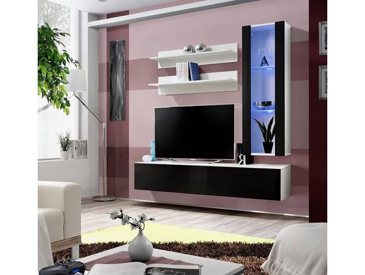 Xlmoebel Wohnwand Design Hänge Vitrine Regale Set 4tlg für Wohnzimmer Möbel, Made in Europa