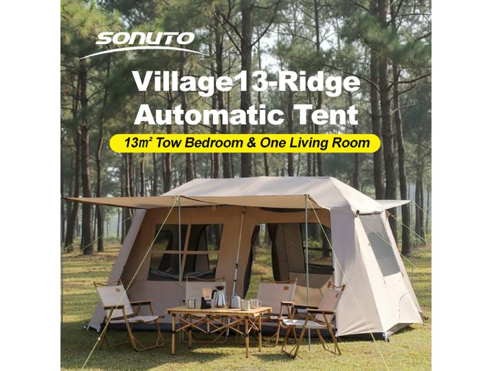 Tente de camping automatique Sonuto pour 3 à 8 personnes, tente à montage rapide, tente familiale imperméable à double hall avec auvent pare-soleil