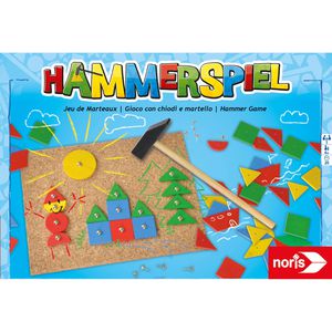 Noris Hammerspiel 606049101, ab 3 Jahre, 50 Teile, mit Korkplatte, Hammer, Nägel & Vorlagen