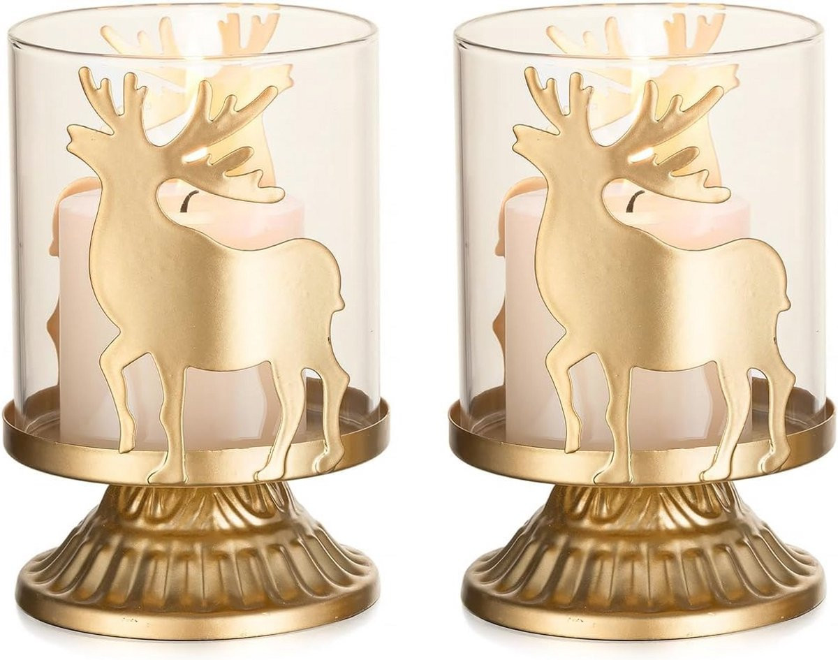 Set van 2 gouden kaarshouders voor de kersttafel