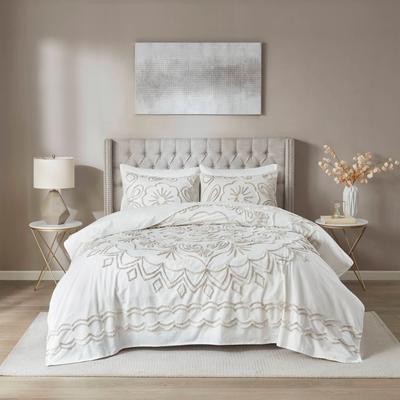Madison Park Violette Ivory/ Taupe Tufted Cotton Chenille Coverlet Set