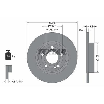 TEXTAR Bremsscheibe PRO 92316803 276mm 11mm für Mercedes